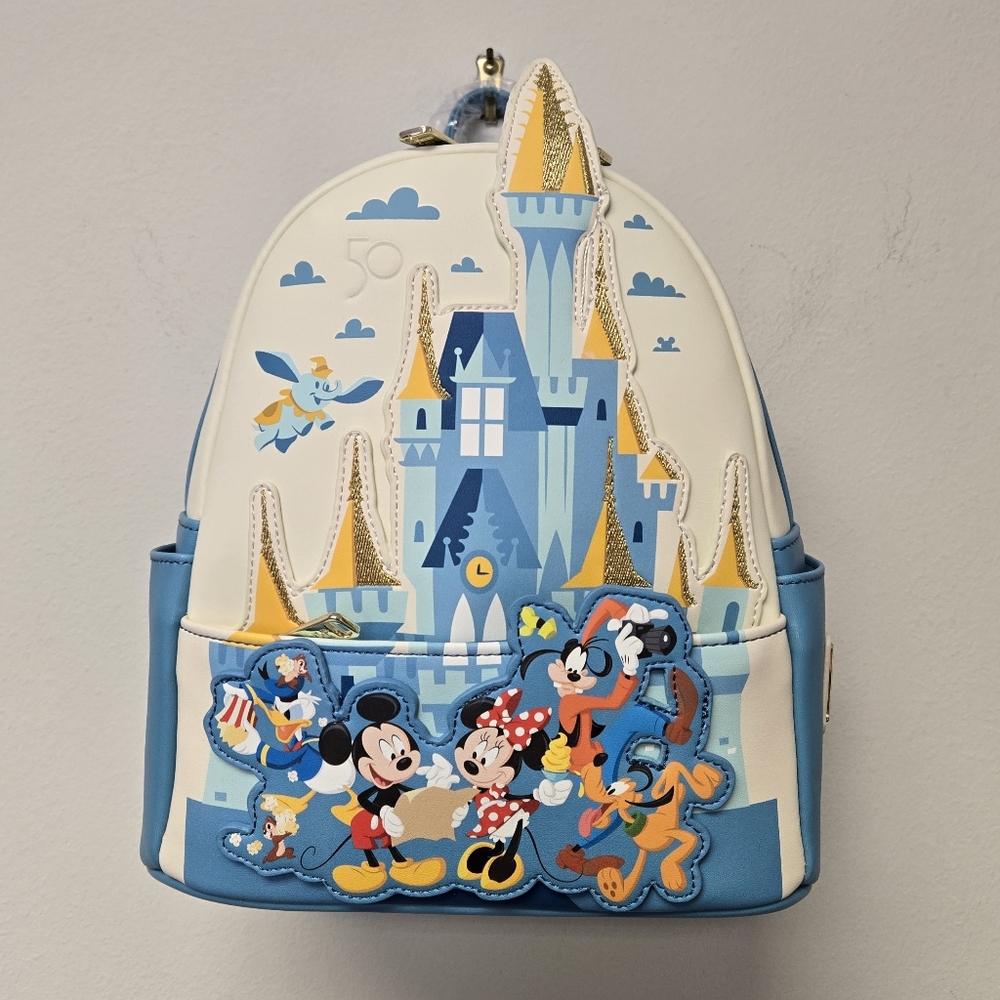 Loungefly Walt Disney World 50th Anniversary Castle Mickey and Friends Backpack - Picture 2 of 9
